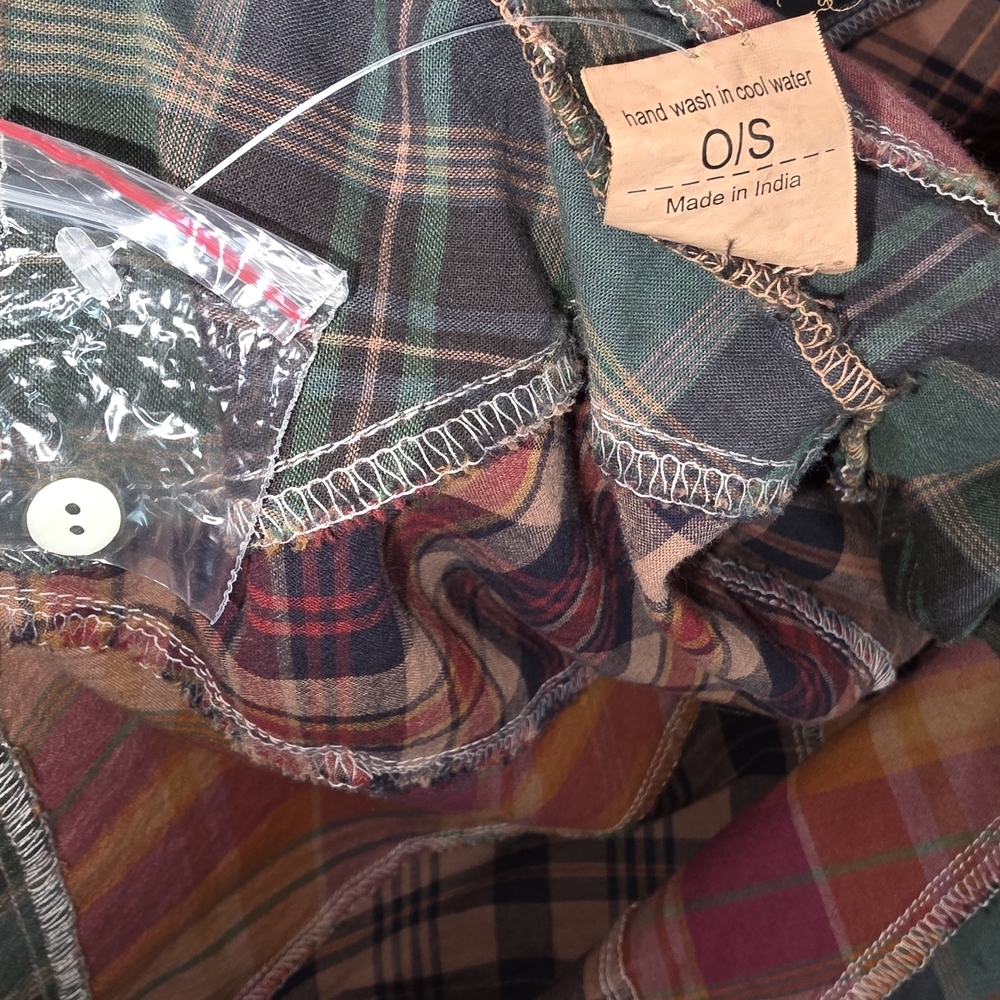 Jaded Gypsy Look Of Love Patchwork Plaid Vest One Size Asymmetrical Boho Cotton - Picture 10 of 14